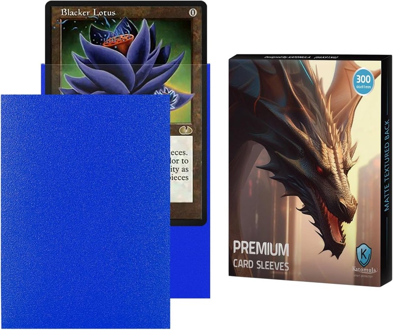 Katomula أكمام MTG زرقاء 300 عبوة، أكمام بطاقات تداول ذات ملمس غير لامع، واقي مجموعة متين، أكمام MTG لا تتمزق أبداً - Image 1